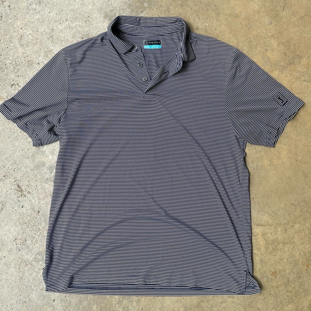 PGA Tour Polo Shirt, Black and White Striped, L